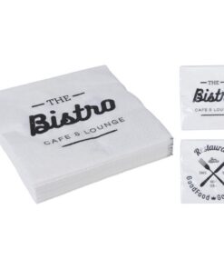 Servetten Bistro Design 20 Stuks Wit