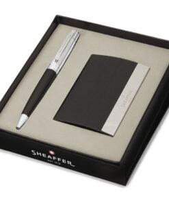 Sheaffer SF-G2931451-3 Balpen 300 M Giftset Glossy Black Chrome Plated + Visitekaarthouder