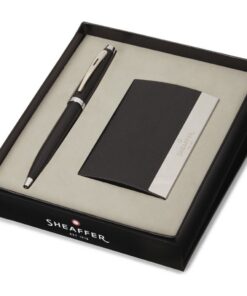 Sheaffer SF-G2931751-3 Balpen 100 M Giftset Matt Black Nickel Plated + Visitekaarthouder