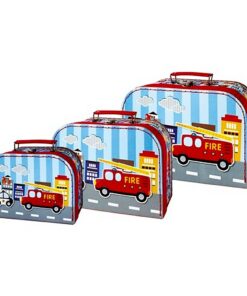 Simply for Kids 3-delige Kofferset Brandweerauto's