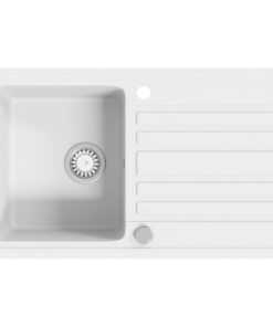 Spoelbak graniet enkele bak met afvoer omkeerbaar wit