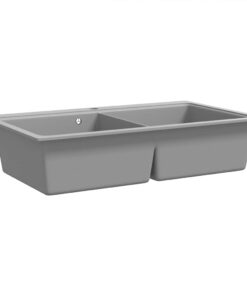 Spoelbak opbouw graniet dubbele bak grijs