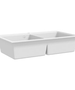 Spoelbak opbouw graniet dubbele bak wit