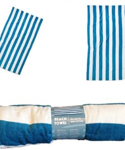 Strandlaken Streep 90x160 cm Blauw/Wit/Katoen