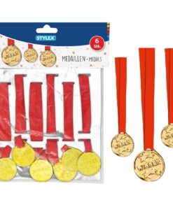 Stylex Metalen Medailles Winner 6 Stuks Goud/Rood