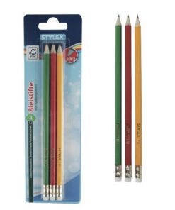 Stylex Potlood met Gum 3 Stuks