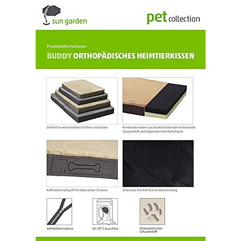 Sun Garden Buddy Orthopedisch Hondenkussen 72x50x8cm Grijs/Antraciet - Image 5