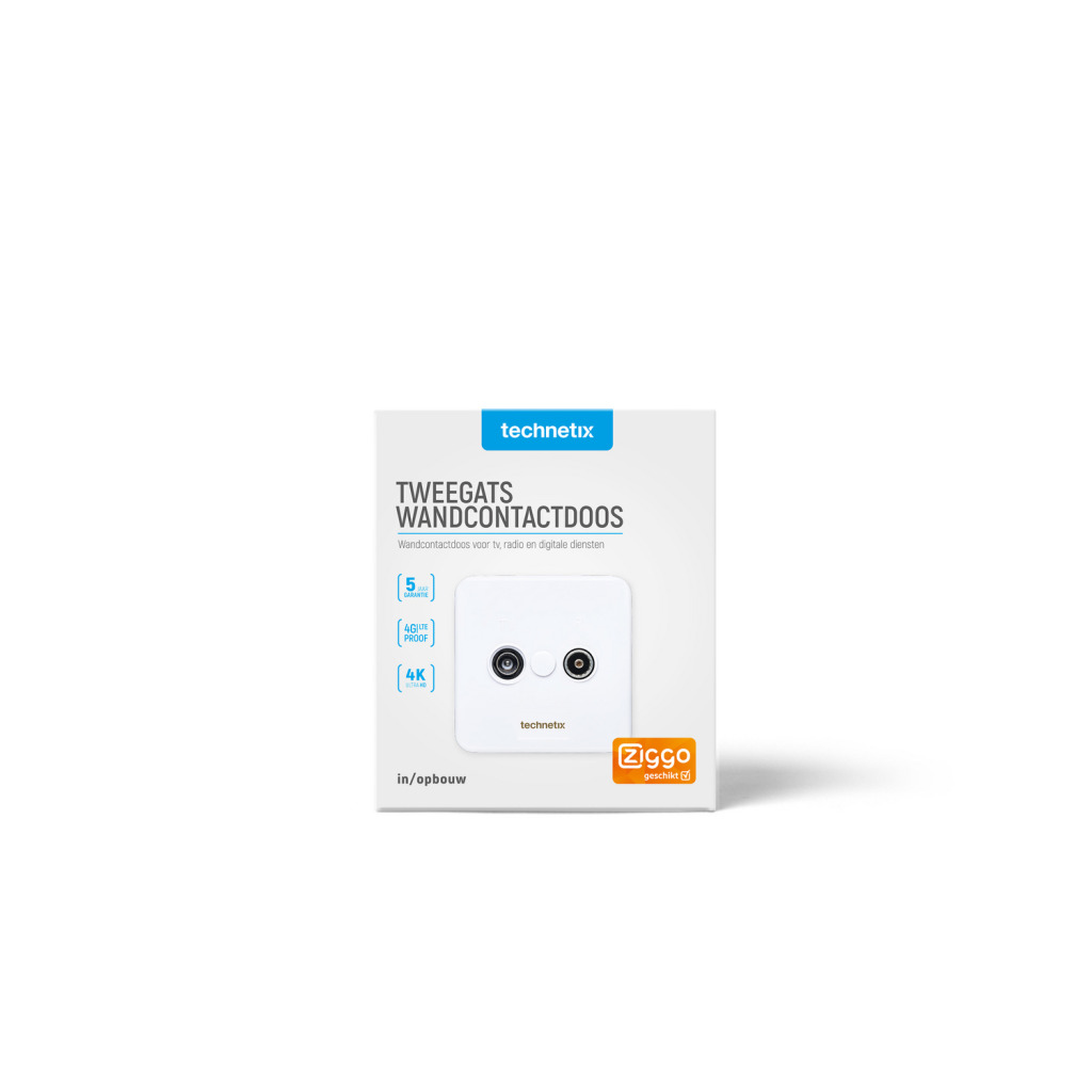 Technetix TN-TRAS2000-S Radio/tv Wandcontactdoos Coax 2 Uitgangen Wit - Image 2