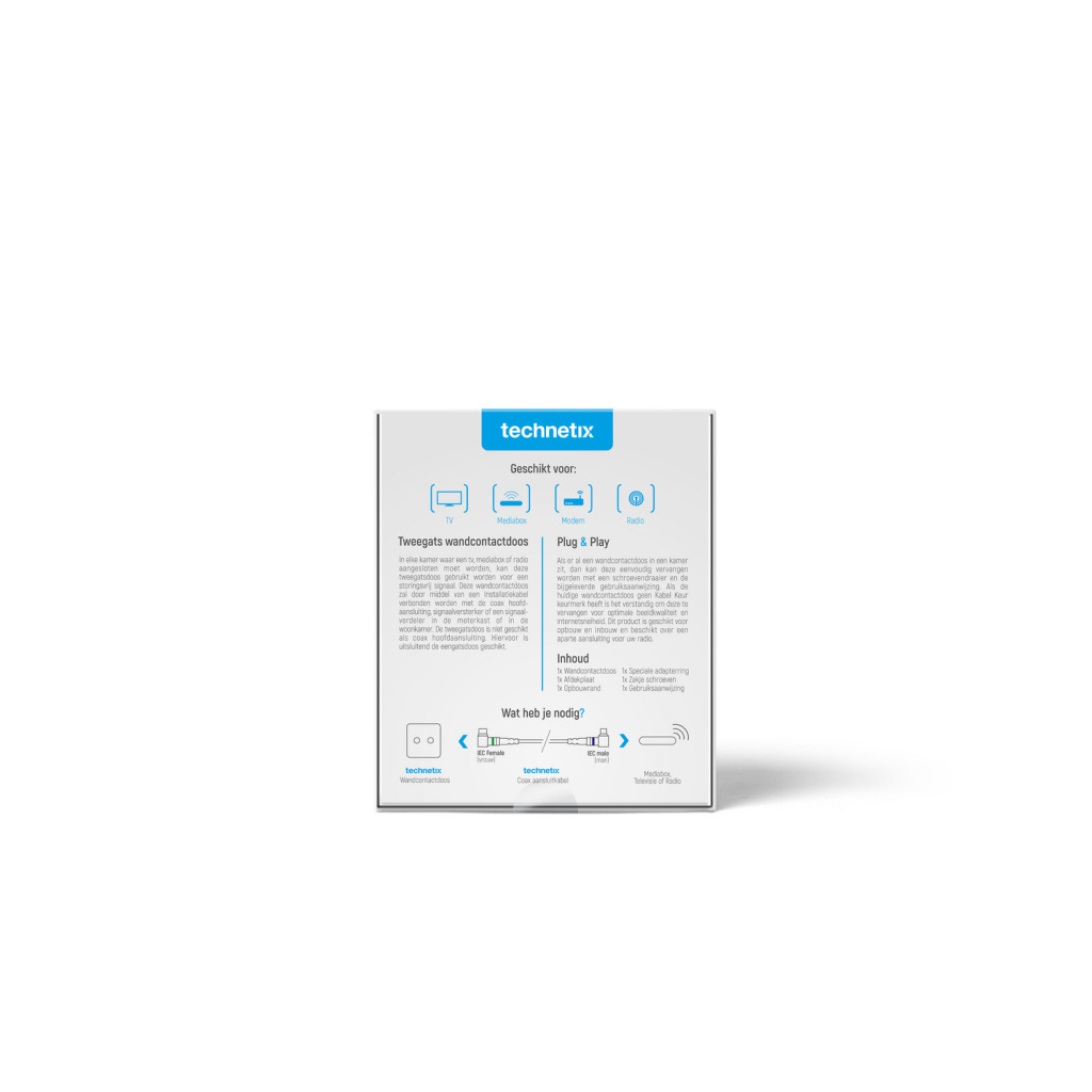Technetix TN-TRAS2000-S Radio/tv Wandcontactdoos Coax 2 Uitgangen Wit - Image 3