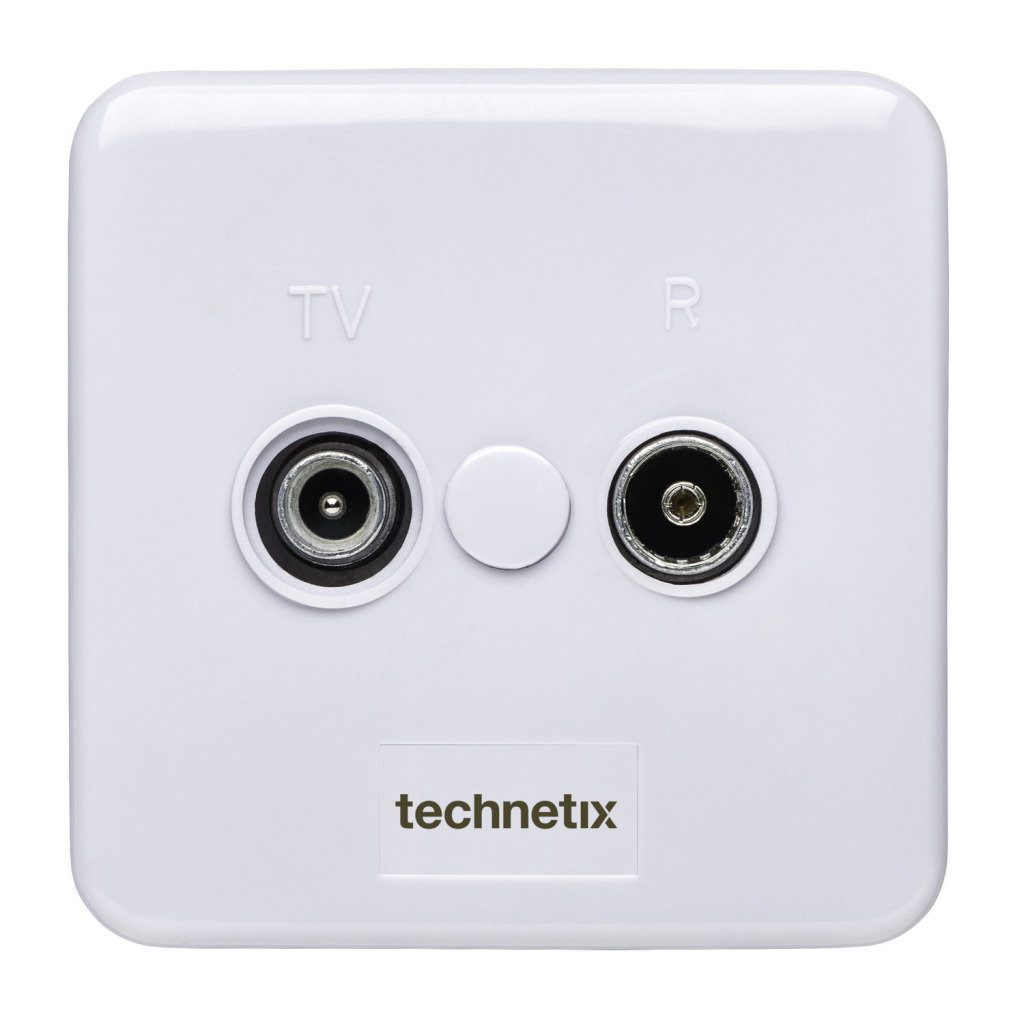 Technetix TN-TRAS2000-S Radio/tv Wandcontactdoos Coax 2 Uitgangen Wit