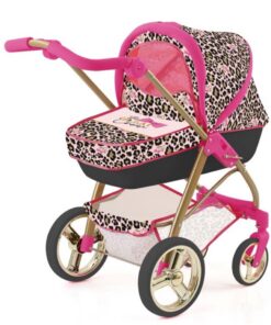 The Glam Crew 2in1 Poppenwagen Bella met Luipaardprint Roze/Goud