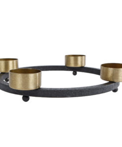 Theelichthouder Yono 23x23x5 cm Zwart/Goud/Metaal