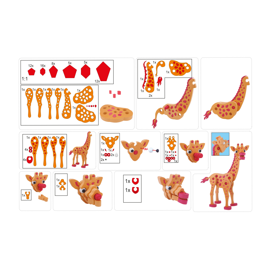 Toi-Toys 3D Puzzel Giraffe Junior 31,5 Cm Foam Oranje 104-delig - Image 5