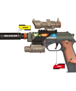 Alternative view of Toi-Toys Alfafox Militair Pistool met Demper + Zaklamp + Licht en Geluid