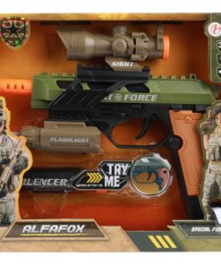 Toi-Toys Alfafox Militair Pistool met Demper + Zaklamp + Licht en Geluid