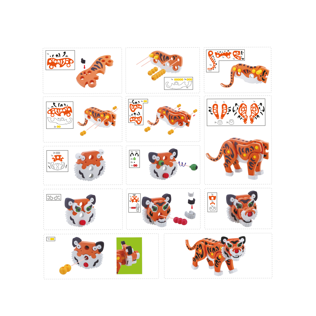 Toi-toys 3D Puzzel Tijger Junior 31,5 Cm Foam Oranje 121-Delig - Image 5