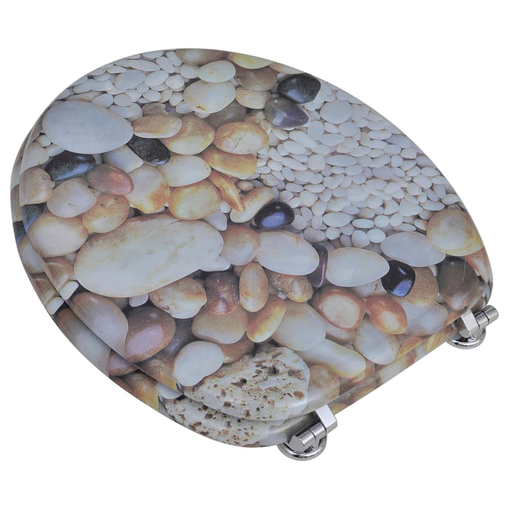 Toiletbril van MDF met kiezelstenen dessin - Image 4