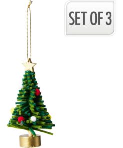 Vilten Kerstboom Hanger 10 cm 3 Stuks