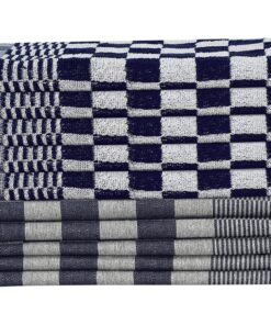 vidaXL 10-delige Keukendoekenset katoen blauw en wit