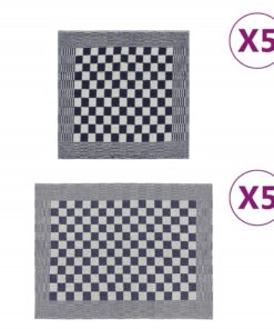vidaXL 10-delige Keukendoekenset katoen blauw en wit