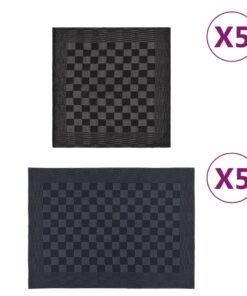 vidaXL 10-delige Keukendoekenset katoen zwart en grijs