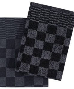 vidaXL 10-delige Keukendoekenset katoen zwart en grijs