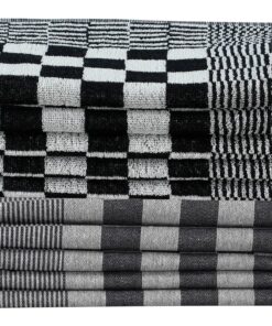 vidaXL 10-delige Keukendoekenset katoen zwart en wit