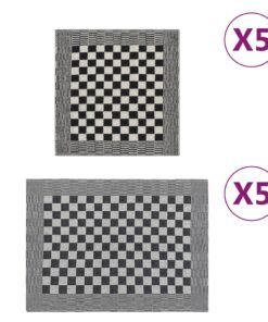 vidaXL 10-delige Keukendoekenset katoen zwart en wit