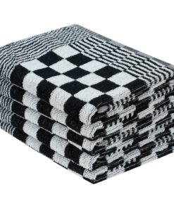 vidaXL 10-delige Keukendoekenset katoen zwart en wit