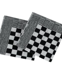 vidaXL 10-delige Keukendoekenset katoen zwart en wit