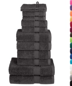 vidaXL 12-delige Handdoekenset SOLUND 600 g/m² antracietkleurig