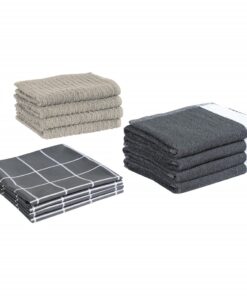vidaXL 12-delige Keukendoekenset katoen grijs
