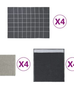 vidaXL 12-delige Keukendoekenset katoen grijs