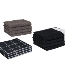 vidaXL 12-delige Keukendoekenset katoen zwart