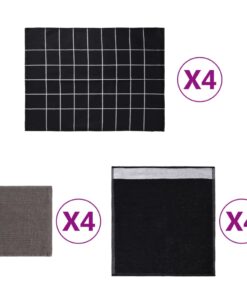 vidaXL 12-delige Keukendoekenset katoen zwart