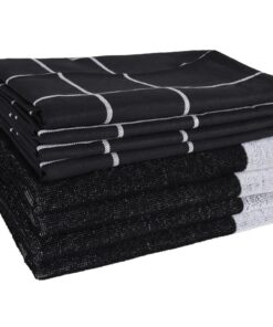 vidaXL 12-delige Keukendoekenset katoen zwart