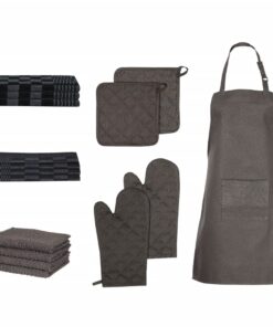 vidaXL 15-delige Keukendoekenset katoen zwart