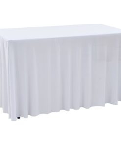 vidaXL 2 st Tafelhoezen stretch met rok 183x76x74 cm wit
