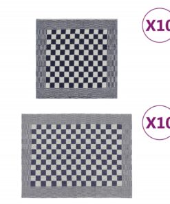 vidaXL 20-delige Keukendoekenset katoen blauw en wit