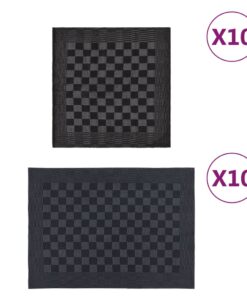 vidaXL 20-delige Keukendoekenset katoen zwart en grijs