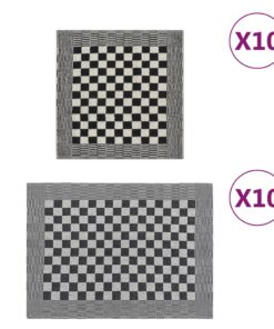 vidaXL 20-delige Keukendoekenset katoen zwart en wit