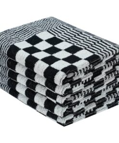 vidaXL 20-delige Keukendoekenset katoen zwart en wit