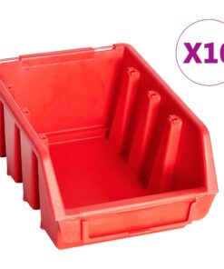 vidaXL 29-delige Opslagbakkenset met wandpanelen rood en zwart