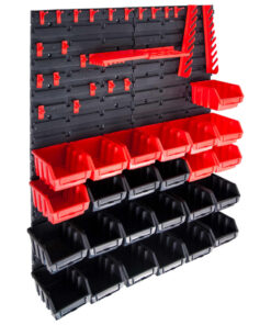 vidaXL 29-delige Opslagbakkenset met wandpanelen rood en zwart