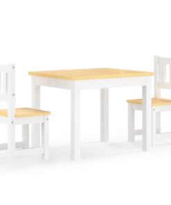 vidaXL 3-delige Kindertafel- en stoelenset MDF wit en grijs