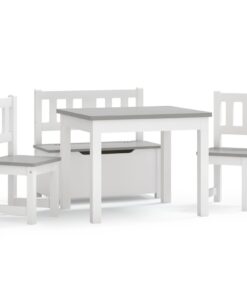 vidaXL 3-delige Kindertafel- en stoelenset MDF wit en grijs