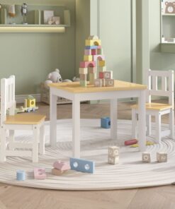 vidaXL 3-delige Kindertafel- en stoelenset MDF wit en grijs