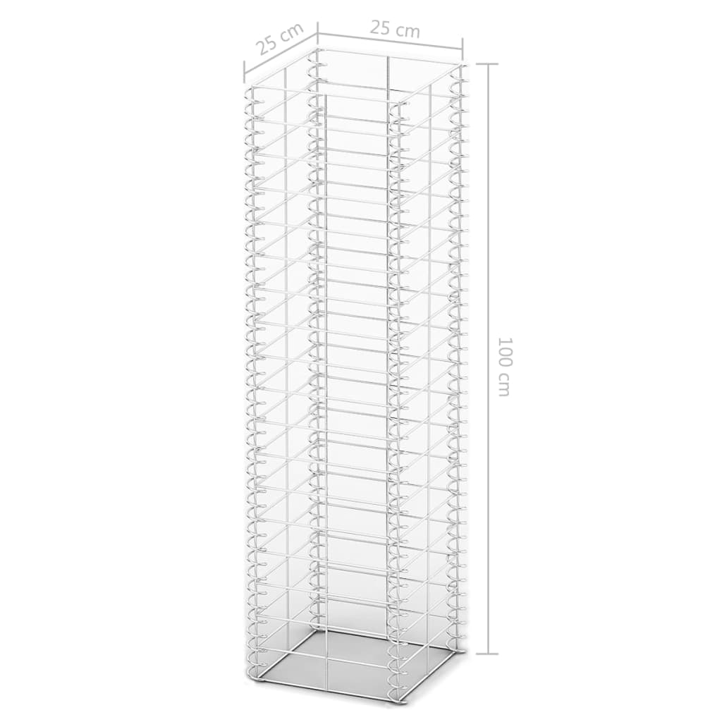 vidaXL 3-delige Schanskorfset 25x25x100 cm gegalvaniseerd draad - Image 4