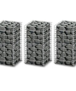 vidaXL 3-delige Schanskorfset 25x25x50 cm gegalvaniseerd draad