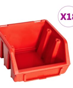 vidaXL 32-delige Opslagbakkenset met wandpanelen rood en zwart